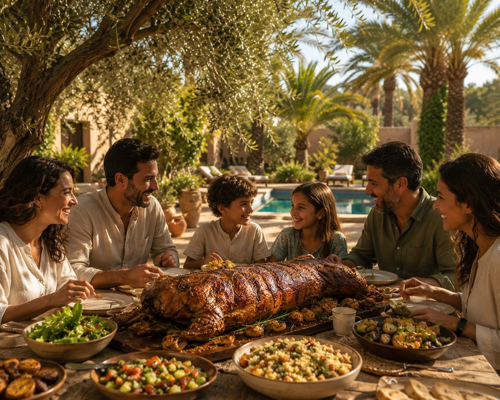 Méchoui à domicile pour une table de famille à Marrakech