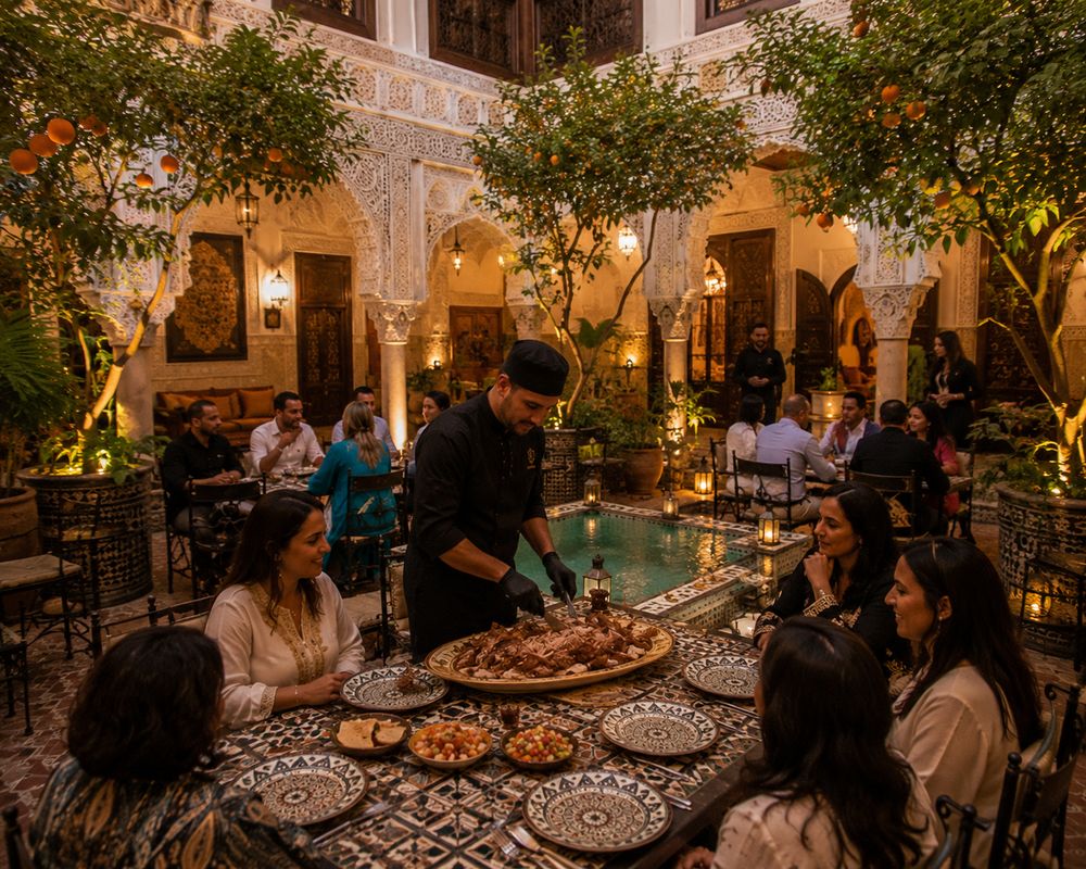 Service du méchoui dans un riad à Marrakech